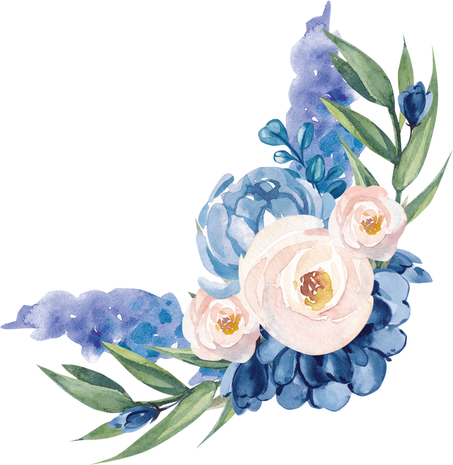 Blue Flower Clipart Wedding Bouquet Border Roses Invitation