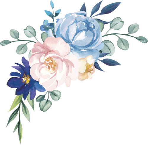 Blue Floral Border Arrangement Frame Clipart